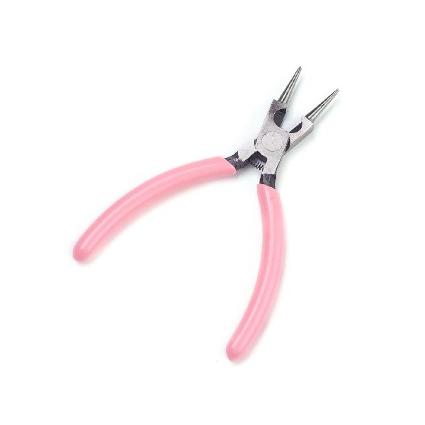 Petite pince ronde effilee avec coupe fil rose 13mm