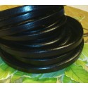 Cordon cuir ovale regaliz noir 