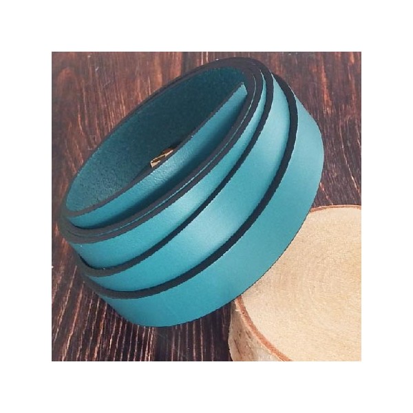Cuir plat 15mm turquoise
