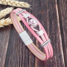 Kit tutoriel bracelet cuir rose pastel cristal swarovski avec perles et fermoir plaque argent
