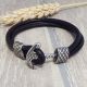 Fermoir crochet Ancre strie acier inoxydable pour cuir 5mm