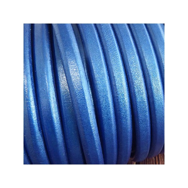 Cuir ovale regaliz bleu metal par 20cm