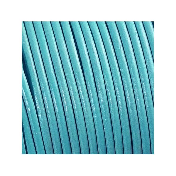 Cordon cuir rond 3mm couleur turquoise clair