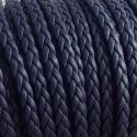 Cuir plat 5mm tresse bleu marine