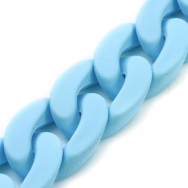 Chaine acrylique grands maillons 30x21 bleu ciel mat