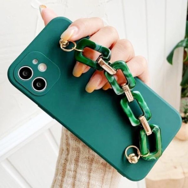 Coque de téléphone portable avec sangle chaine top vert sapin