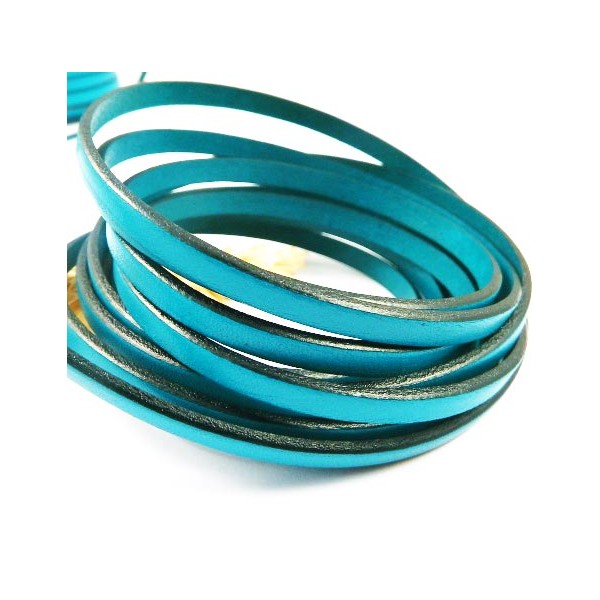 Cuir plat 5mm turquoise 