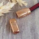 Fermoir magnetique flashe or rose pour cuir 5mm