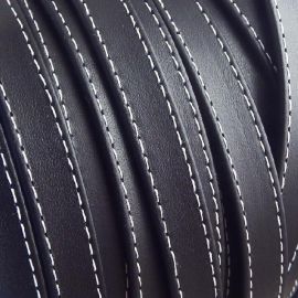 Cuir plat doublé 10mm noir couture
