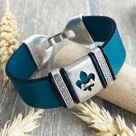 Kit tutoriel bracelet cuir manchette turquoise et argent