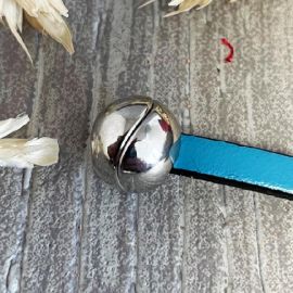 Fermoir magnetique boule laiton argente pour cuir 5mm