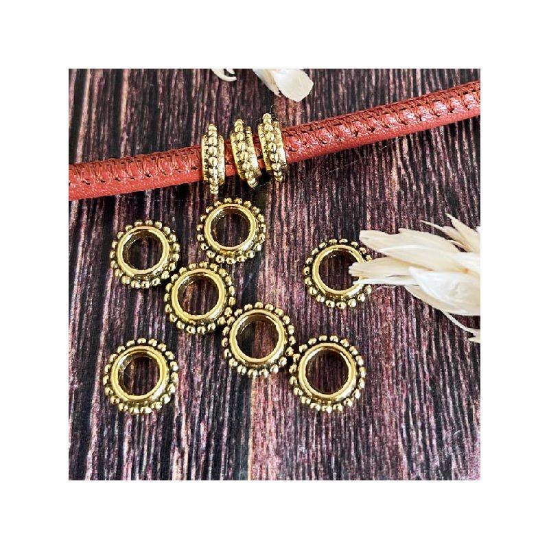 20 Perles Rondelles Intercalaires Dorées à Bords Ondulés Avec Strass - 10 Mm, Lot Pour Création De Bijoux