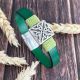 Kit bracelet cuir vert passant grec argent 