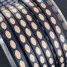 Cuir plat 5mm imprime ovales naturel et bleu marine