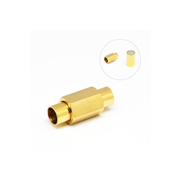 Fermoir magnetique acier inoxydable dore ecrou pour cuir rond 5mm