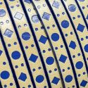 Cuir plat 5mm imprime geometrique naturel et bleu vif