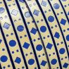 Cuir plat 5mm imprime geometrique naturel et bleu vif